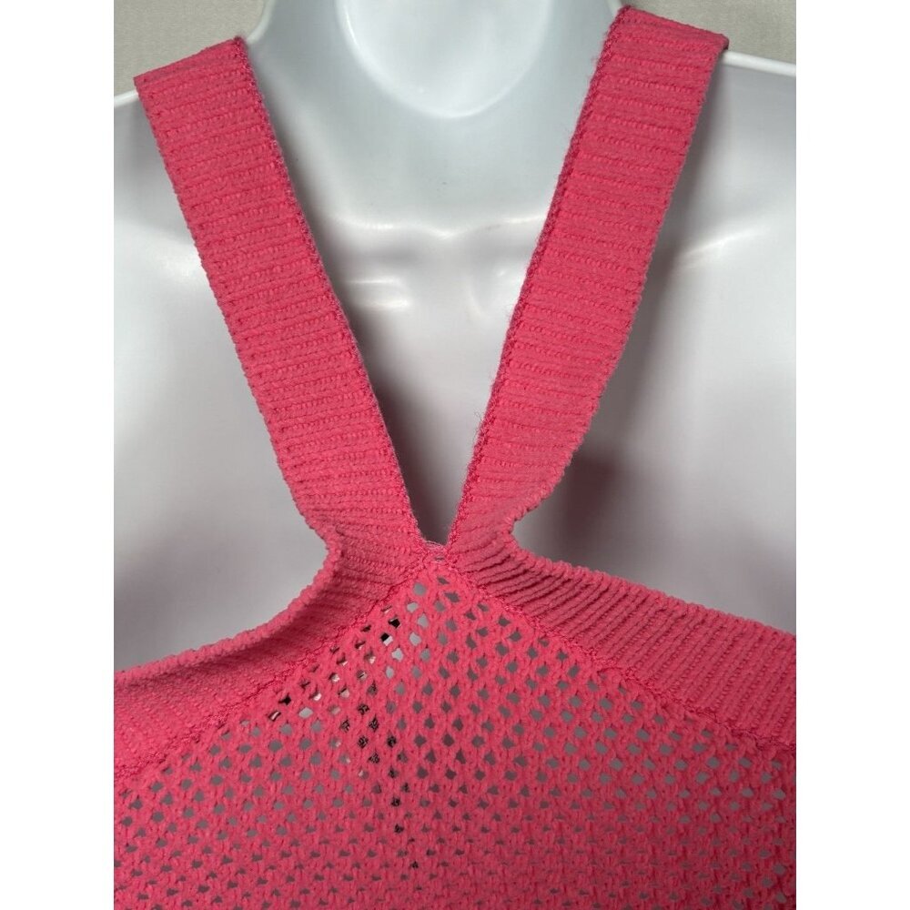 ZARA Bandeau Crochet Halter Crop Top Boho Barbie Pink Festival‎ Summer Small - Picture 6 of 11
